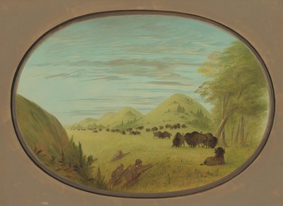Catlin e due compagni che sparano ai bufali, 1861-1869 da George Catlin
