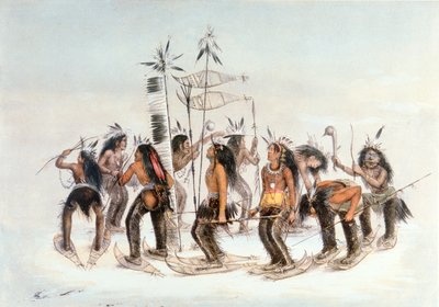 Danza con racchette da neve Chippewa, c.1835 da George Catlin
