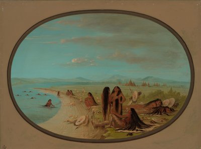 Guerrieri Crow che fanno il bagno, 1861-1869 da George Catlin