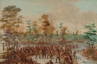 De Tonty che chiede la pace nel villaggio degli Irochesi. 2 gennaio 1680, 1847-1848 da George Catlin