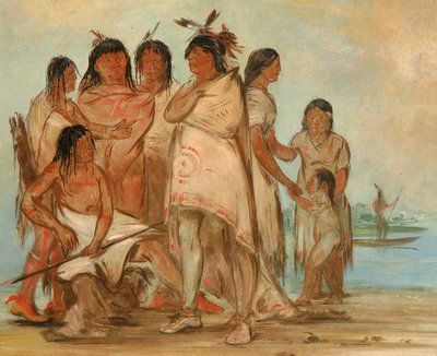 Du-cór-re-a, Capo della Tribù, e la sua famiglia, 1830 da George Catlin