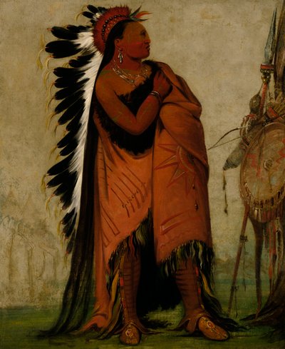 Eé-hee-a-duck-cée-a, Colui che si lega i capelli prima da George Catlin