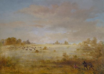 Alci al pascolo in una prateria autunnale da George Catlin