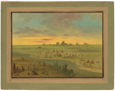 Accampamento degli indiani Pawnee al tramonto da George Catlin
