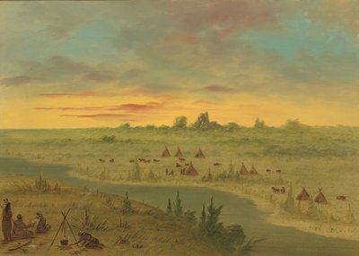 Accampamento degli Indiani Pawnee al Tramonto, 1861-1869 da George Catlin