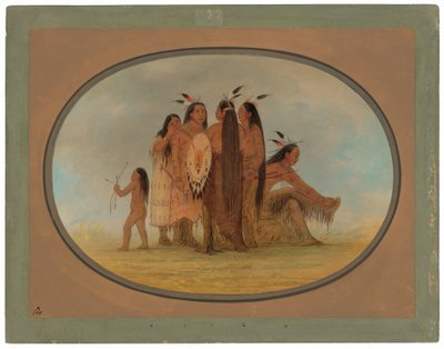 Quattro guerrieri Mandan, una ragazza e un ragazzo da George Catlin