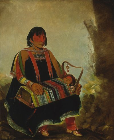 Jú-ah-kís-gaw, Donna con il suo bambino in una culla da George Catlin