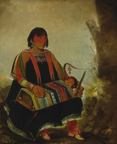 Jú-ah-kís-gaw, donna con il suo bambino nella culla da George Catlin