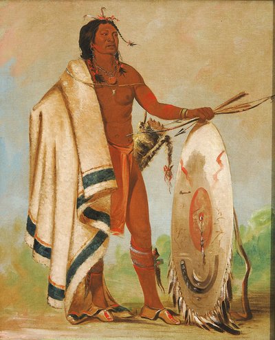 Kotz-a-tó-ah, scudo affumicato, un guerriero distinto da George Catlin