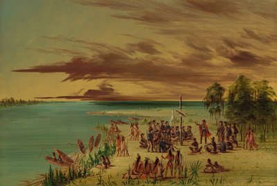 La Salle rivendica la Louisiana per la Francia, 9 aprile 1682 da George Catlin