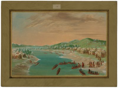 La Salle e il gruppo arrivano al villaggio degli Illinois. 1 gennaio 1680 da George Catlin