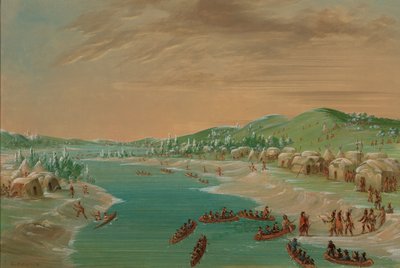 La Salle e il suo gruppo arrivano al villaggio degli Illinois. 1 gennaio 1680, 1847-1848 da George Catlin