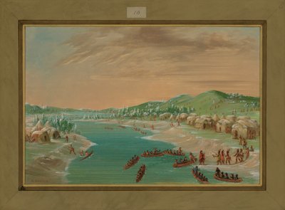 La Salle e il suo gruppo arrivano al villaggio degli Illinois, 1 gennaio 1680, 1847-48 da George Catlin
