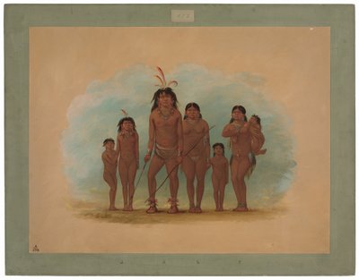 Capo Lengua, le sue due mogli e quattro figli da George Catlin