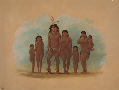 Capo Lengua, le sue due mogli e quattro figli, 1854-1869 da George Catlin