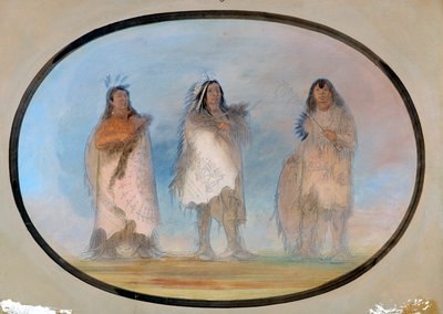 Piccolo Orso, Vento Ripido, Il Cane, Tre guerrieri distinti della tribù Sioux, ca. 1865-1871 da George Catlin