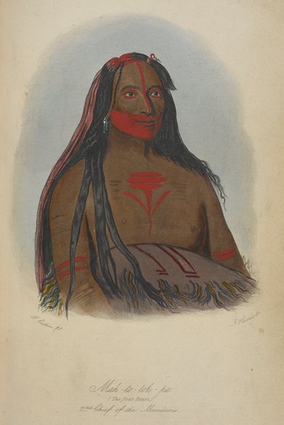 Mah-to-toh-pa (i quattro orsi) secondo capo dei Mandan da George Catlin