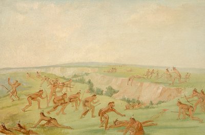 Mandan attaccano un gruppo di Arikara da George Catlin