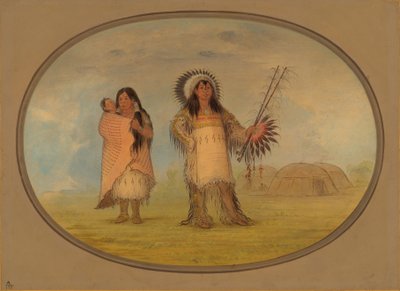 Capo civile Mandan, sua moglie e figlio, 1861-1869 da George Catlin