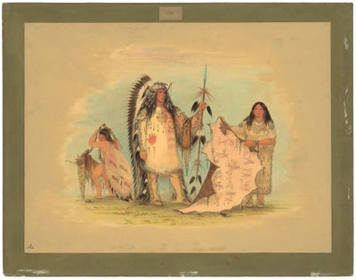 Capo di guerra Mandan con la sua moglie preferita da George Catlin