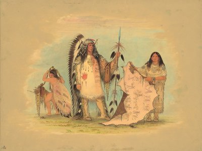 Capo guerriero Mandan con la sua moglie preferita, 1861-1869 da George Catlin