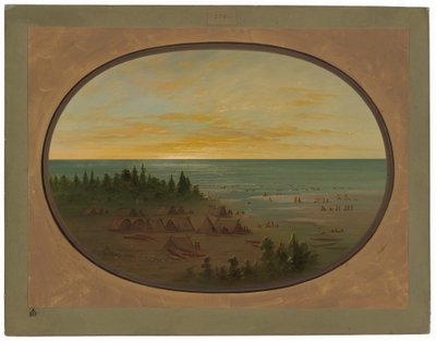 Villaggio di Nayas - Indiani che fanno il bagno da George Catlin