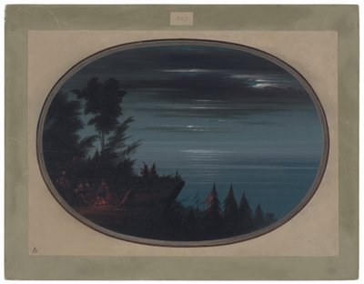 Villaggio di Nayas di notte da George Catlin
