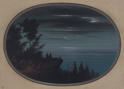 Villaggio di Nayas di notte, 1855-1869 da George Catlin
