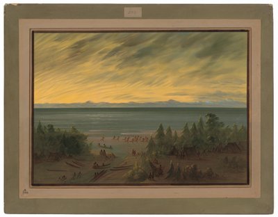 Villaggio di Nayas al tramonto da George Catlin