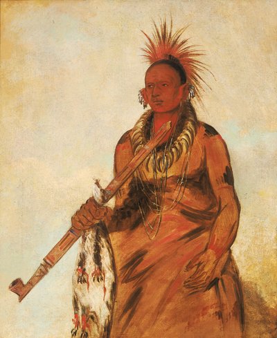No-o-mún-nee, Cammina nella pioggia, un guerriero, 1832 da George Catlin