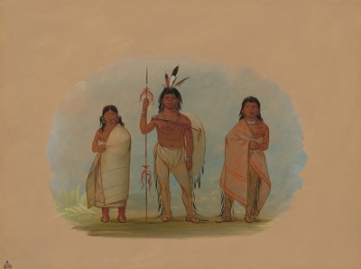 Capo Ottowa, sua moglie e un guerriero da George Catlin