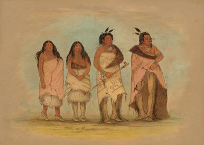 Capo Pawneepict, due figlie e un guerriero da George Catlin