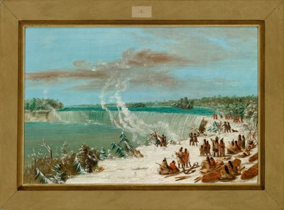 Portage intorno alle cascate del Niagara a Table Rock da George Catlin