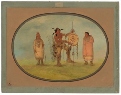 Guerriero Saukie, sua moglie e un ragazzo da George Catlin