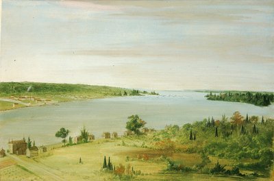 Sault Ste. Marie, con la guarnigione degli Stati Uniti in lontananza da George Catlin