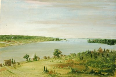 Sault Ste. Marie, con la guarnigione degli Stati Uniti in lontananza da George Catlin