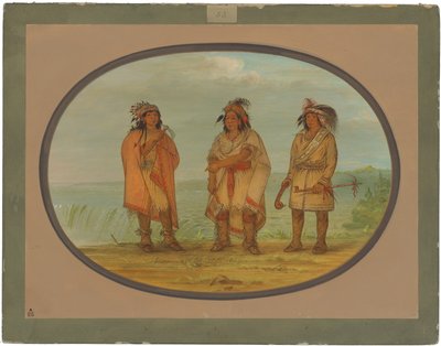 Capo Seneca, Giacca Rossa, con due guerrieri da George Catlin