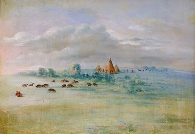 Villaggio Sioux, lago Calhoun, vicino a Fort Snelling da George Catlin