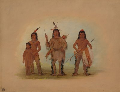 Capo Spokan, due guerrieri e un ragazzo, 1855-1869 da George Catlin