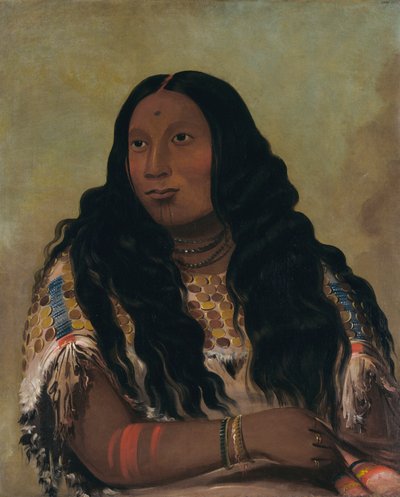 Tchón-su-móns-ka, Sand Bar, moglie del commerciante François Chardon, 1832 da George Catlin