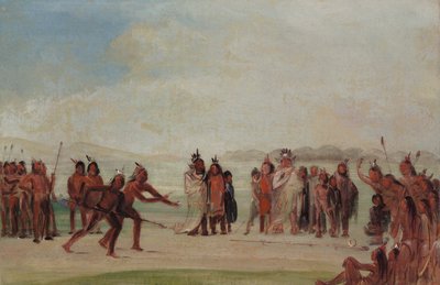 Tchung-kee, un gioco dei Mandan giocato con un anello e un bastone da George Catlin