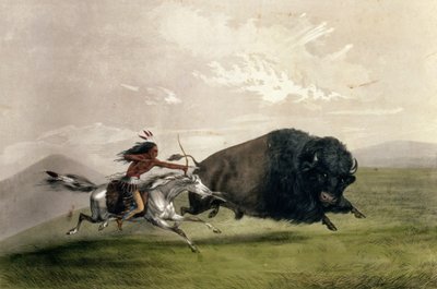 La caccia al bufalo "Singling Out", pub. da Currier e Ives da George Catlin