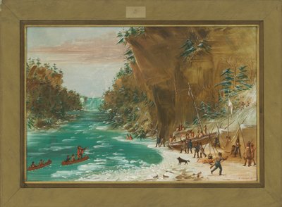 La spedizione accampata sotto le cascate del Niagara il 20 gennaio 1679, 1847-48 da George Catlin