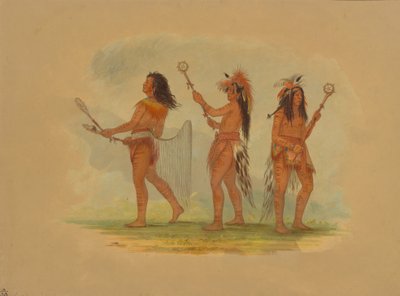 Tre celebri giocatori di palla - Choctaw, Sioux e Ojibbeway da George Catlin