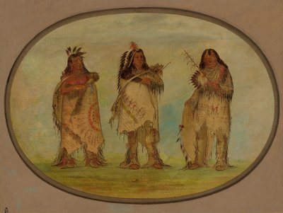 Tre Guerrieri Distinti della Tribù Sioux, 1861 da George Catlin