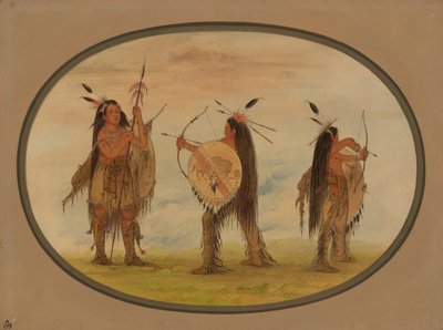 Tre Guerrieri Mandan Armati per la Guerra, 1861-1869 da George Catlin