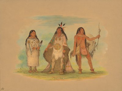 Tre indiani Minatarree, 1861 da George Catlin