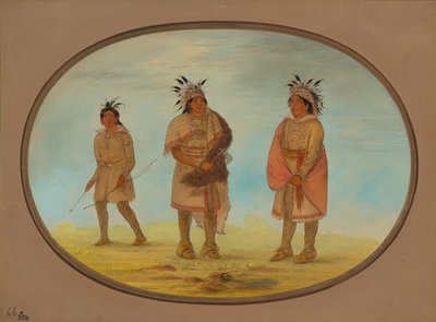 Due guerrieri Weeah e una donna da George Catlin