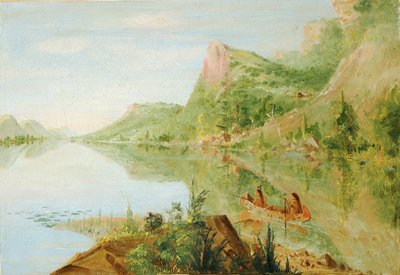 Vista sul fiume Wisconsin, Winnebago spara alle anatre da George Catlin