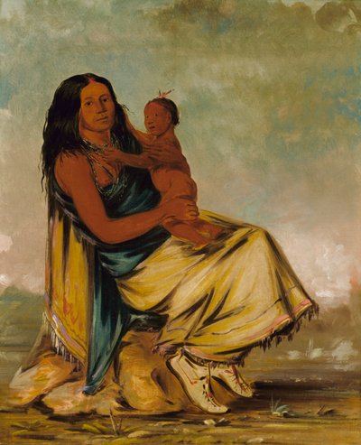 Wáh-chee-te, moglie di Cler-mónt, e bambino, 1834 da George Catlin